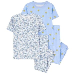 Carter's Light Blue Floral and Bee Pajama Set